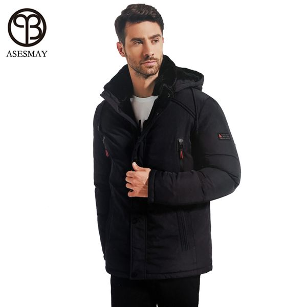 

asesmay new arrival 2019 men winter jacket padded coat very thick warm mens winter parka detachable fur degree -40 european size, Black