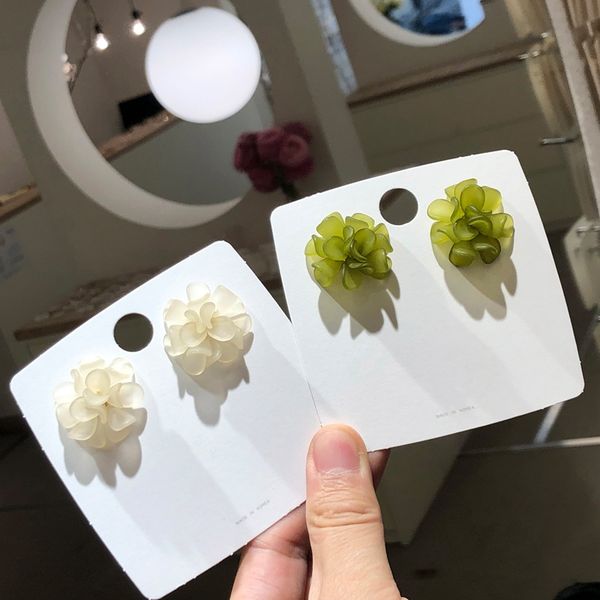 

mengjiqiao new elegant transparent acrylic flower petal stud earrings for women students holiday sweet pendientes jewelry, Golden;silver