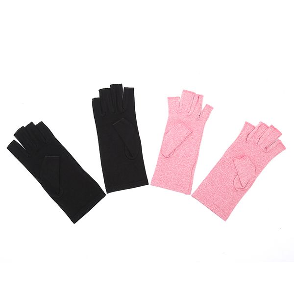 

1pair cotton elastic hand arthritis joint pain relief gloves therapy open fingers compression gloves women men, Black;red