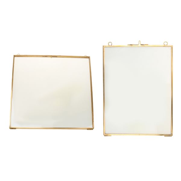 

pack of 2 mixed size antique brass glass picture p frame hanging portrait