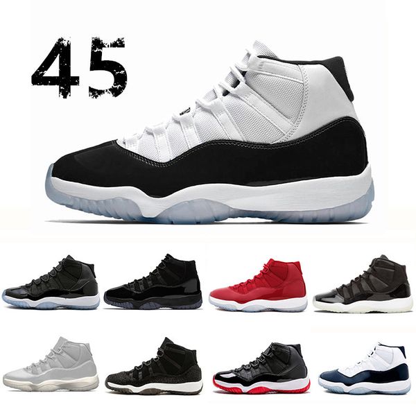 

2019 concord 45 11s space jams bred xi 11 men women basketball shoes cap and gown prom night prm heiress athletic sports sneaker