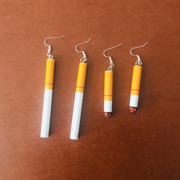 

1pair funny simulatio cigarette butts dangle earrings for women waterdrop drop earrings jewelry fashion accessories gift, Silver