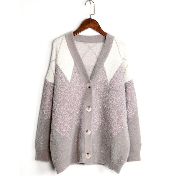 

fdfklak female cardigan autumn winter outerwear clothes knitted jumper sweater loose long sleeve ropa mujer korean sweaters, White