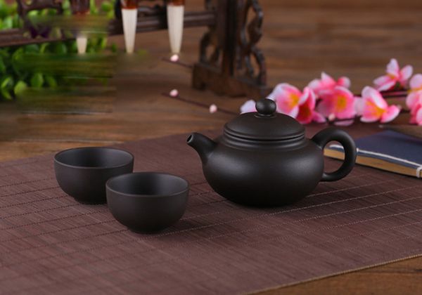 

yixing purple clay small tea set include 1 pot 2 cups, xishi pot tea ceremony,zisha ceramic pottery teacup,china kung fu tea set