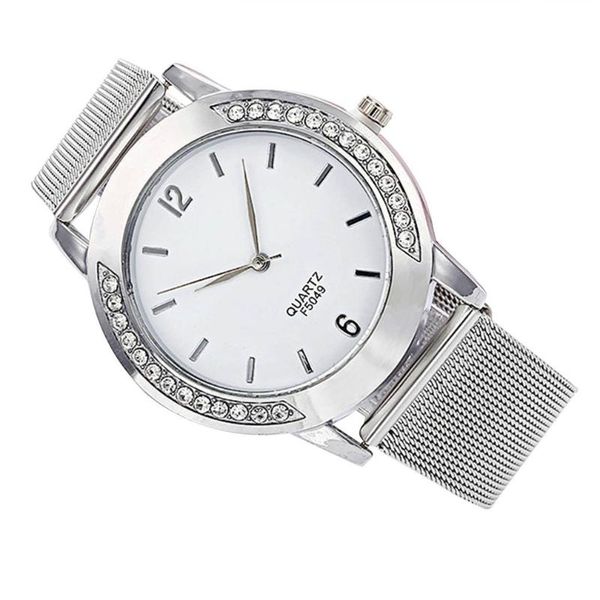 

steel belt with diamond elegant womens fashion crystal silver women quartz watch stainless steel dress watches, Slivery;brown