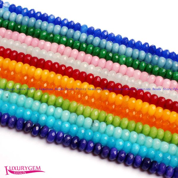 

5x8mm natural multicolor jades stone faceted washer shape gems loose beads strand 15