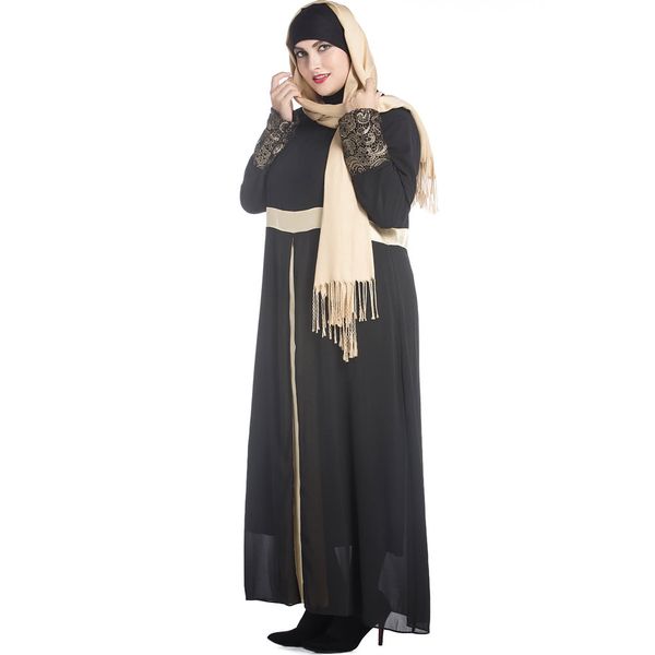 

turkish muslim dress muslim women long sleeve dress maxi abaya islamic casual robe kaftan grey/green/black g9415b-xl, Red