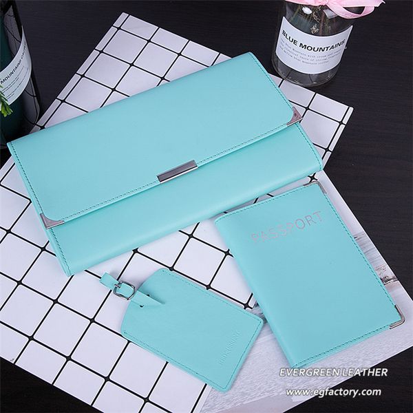 

подгонянный кожаный комплект бирки багажа держателя паспорта для промотирования