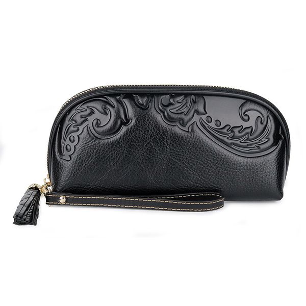 

cosmetic bag female clutch bag women travel organizer make up beauty cases first layer cowhide casual wild tassel pouch