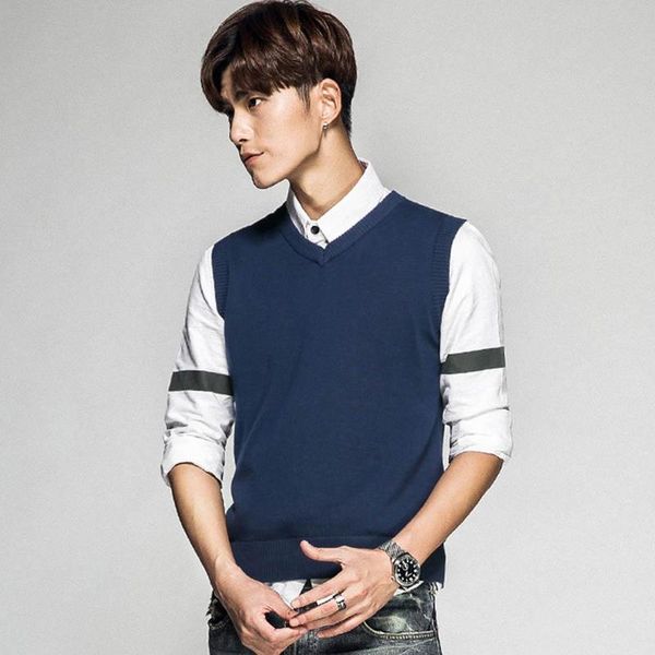 

2020 men's sweater cotton v-neck pullover spring summer autumn close-fitting daily long sleeve fashion casual men's clothing, Black;white