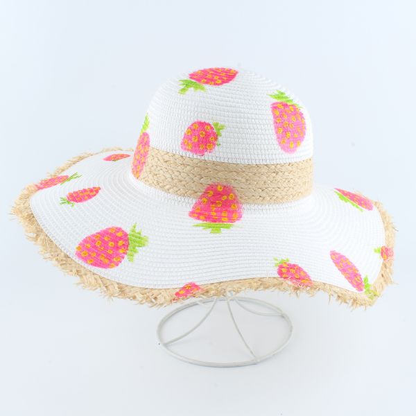 

женщины summer beach sun шляпы ручной работы краска клубничный соломенной шляпе большой широкий брим складная панама, Blue;gray