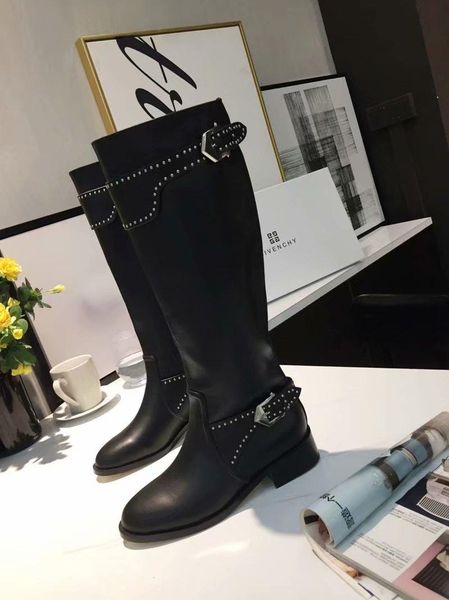 

Fa hion high heel leather international brand women 039 boot black cow leather knee high boot martin boot original box