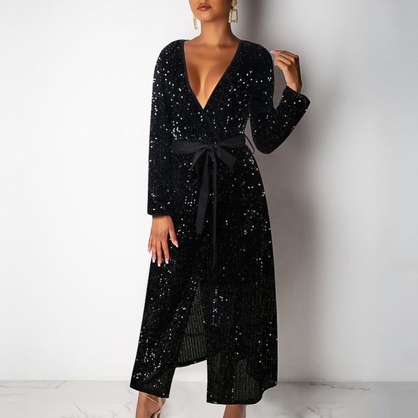 

женские платья с длинным рукавом sexy vadim v-образным вырезом платья sequined твердая платье платья партии straight vestidos de fiesta de n, Black;pink