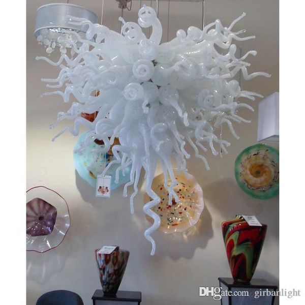 

hand blown white murano glass chandelier light villa living room decor hanging modern art white glass led chandelier