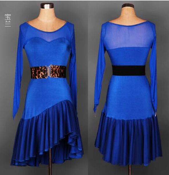 

custom blue rumba cha cha salsa latin dance dress competition wear s-xxl spandex material l016, Black;red
