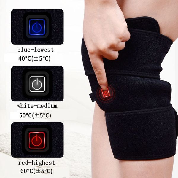 

heating knee pad legwarmer usb thermal adjustable voltage temperature heated leg brace wrap support for pain relief, Black