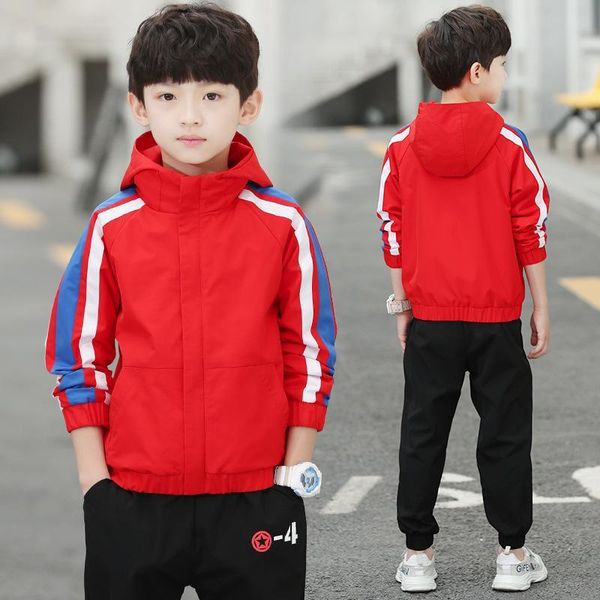 

дети костюм весна осень длинными рукавами детская одежда шить с длинными рукавами спорта с капюшоном рубашка + брюки младенца мальчика одежд, White