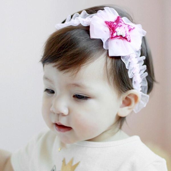 

зима осень девушка головные аксессуары hairband baby эластичный цветок пятиконечная звезда головные уборы мягкие эластичные детские подарки, Slivery;white