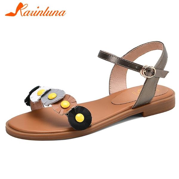 

karin 2020 fashion new large size 43 buckle strap summer shoes woman sandals female sweet flowers comfortable samdals female, Black