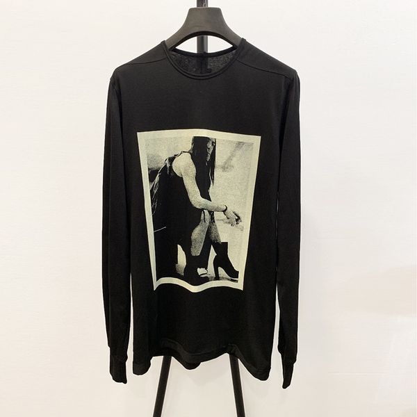 

summer 100% cotton ro darkness style men long sleeve t shirts oversized tees women men tees punk printed black t shirt, White;black