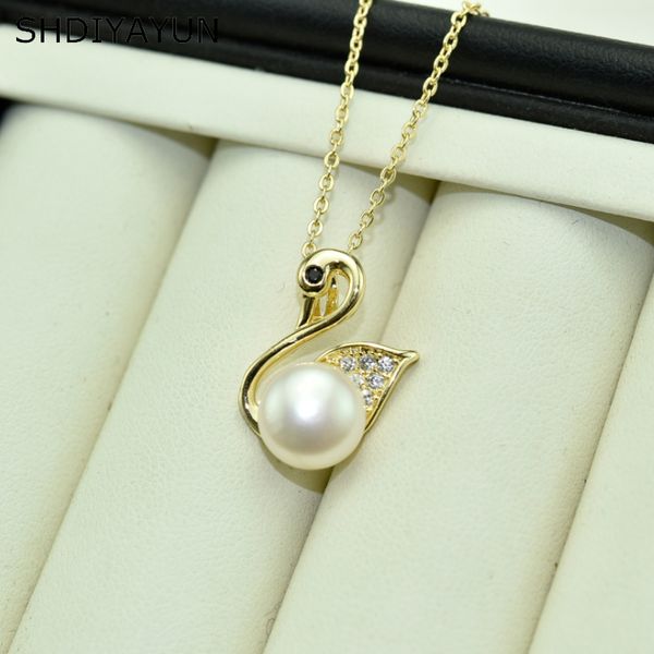 

shdiyayun pearl jewelry gold necklace 925 sterling silver jewelry natural pearl beautiful cz pendants accessories wholesale