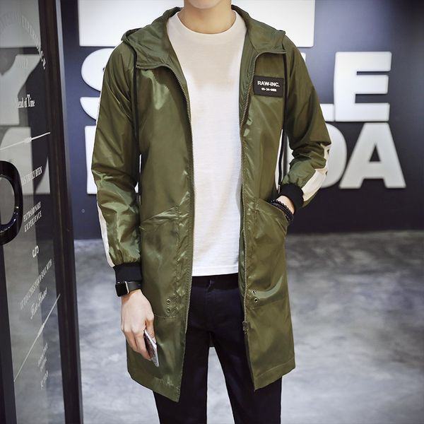 

spring and autumn new style long jacket men's casual hooded jacket coat fashion windbreaker outerwear, Black;brown