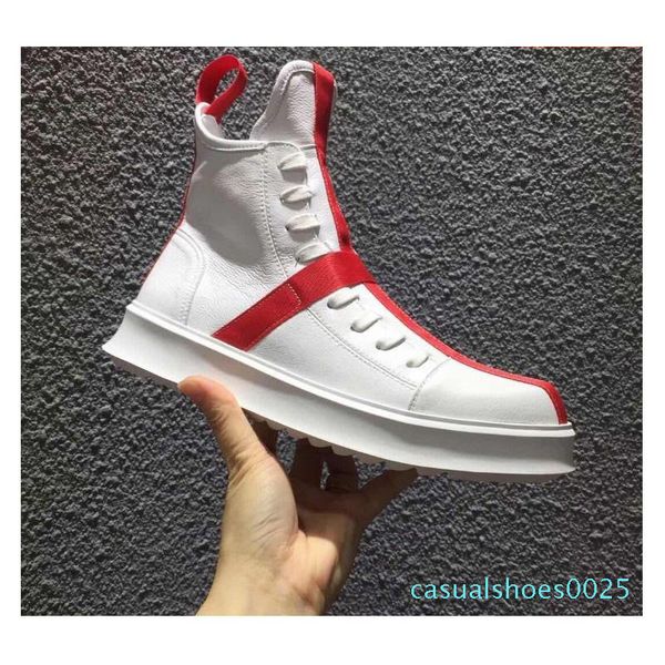 

crossed white strap men black casual shoes high british trending mens leisure shoes platform martin boots men designer c25