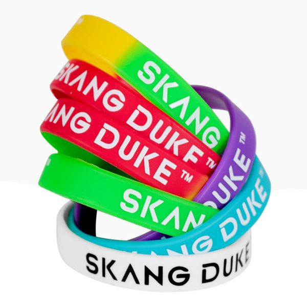 

7шт красочные друг печатные буквы силиконовые спортивные браслеты браслеты женщины флуоресцентный резиновый фитнес браслет браслет, Black;gray