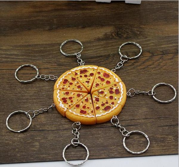 

50pcs pizza keychain cute anime cartoon toy key ring children party gift creative pendant charm key chain keyring accessories, Slivery;golden
