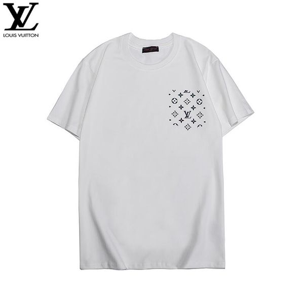 

2020 new men's designers shirt summer women's men's men's short sleeve shirt brand clothing letter print round neck-08, White