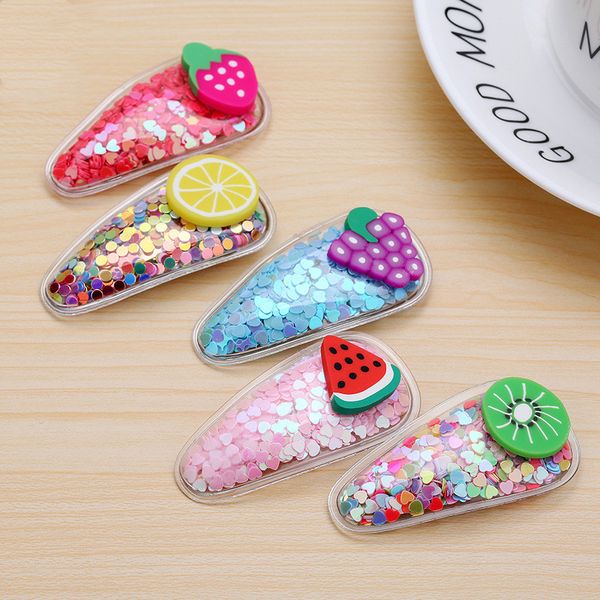 

20pcs / lot 2020 новый милый фрукты шпильки длина 5.5 cm клубничный банг клипы для детей сладкий край клип ювелирных barrettes аксессуары дл, Golden;silver