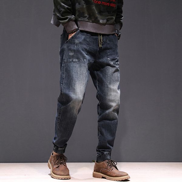 

men jeans autumn and winter leisure new fashion moda masculina loose stretch harlan beamed black jeans men calca masculina, Blue