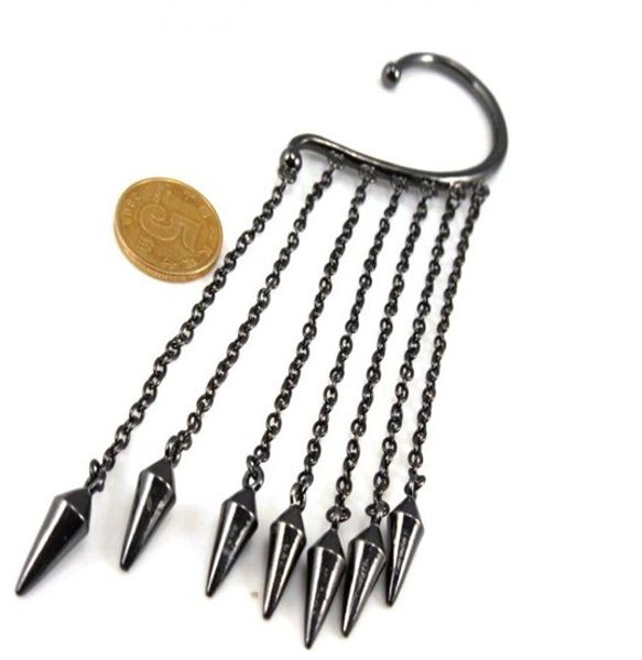 

brincos 2018 sby0936 fashion tatto punk personality hanging single spike tassel ear cuff earrings beauty jewelry, Silver