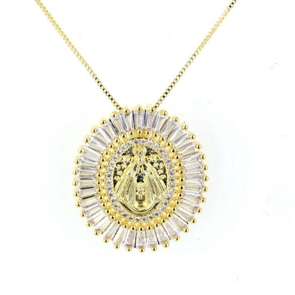 

10pcs/lot micro pave cz virgin of valley necklace for women & gift cz virgin mary chamrs necklace, Silver