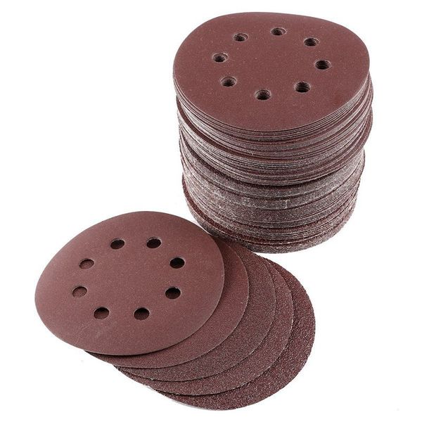 

100x discs sanding 125mm paper abrasive emeri sander paper glass grain 40/60/80/120/240 sheet polishing furniture