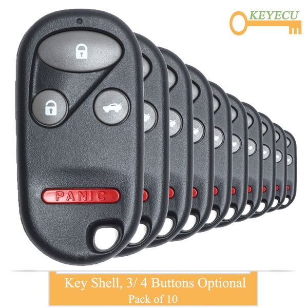 

keyecu 10pcs remote control car key shell case for accord cr-v s2000 civic prelude insight, fob 2+1 3+1 3 4 button