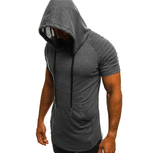 

горячая gym мужская одежда stringer с капюшоном толстовки лето бодибилдинг топы мужской мужчины новые slim fit solid основные толстовки мыше, Black