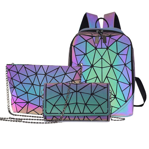 

women backpack geometric bag school bag for teenage girls hologram luminous female backpacks bao backpack mochila feminina