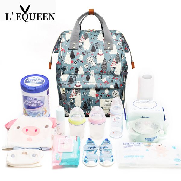 

lequeen fashion mama maternity nappy bag large capacity baby care bag mom backpack diaper nursing for stroller mochila mamae