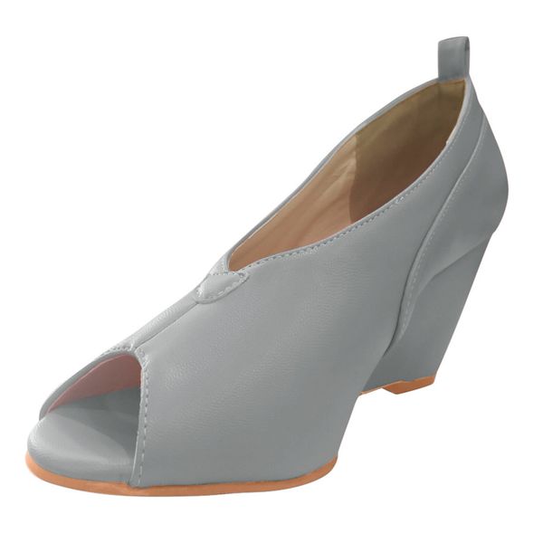 

vogue women high heel open-toe sandals shallow fish mouth wedges sandals ladies shoe round toe british wind wedge heel may 28, Black