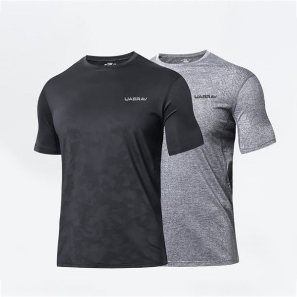 

taobo 2020 summer men gym running t shirt fitness bodybuilding letter printed male short polyeste running sport tee 3 color, Black;blue