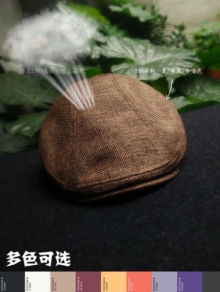 

breathable and comfortable cotton and linen men big head circumference cap lady beret hat restoring ancient ways, Blue;gray