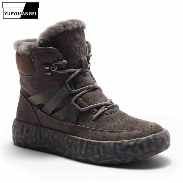 

brand snow boots men winter warm waterproof cotton shoes lace up platform high-boots fashion flat ankle, Black
