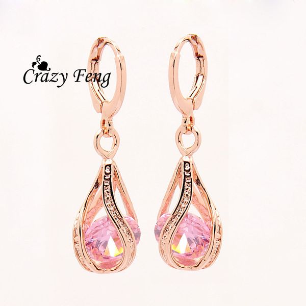 

new fashion women/girl's rose white/pink/purple/green cz pierced dangle earrings jewelry, Silver