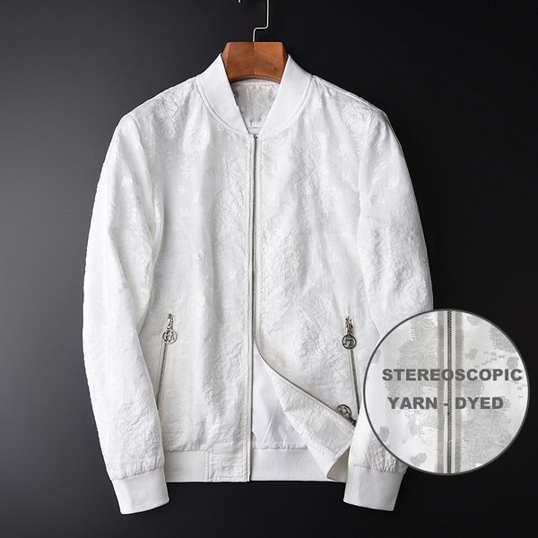 

minglu white male jacket luxury two pocket stand collar mens jackets and coats fashion thin yarn dyed slim fit man jackets m-4xl, Black;brown