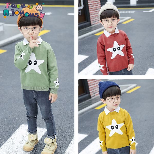 

children autumn winter cotton knitting sweater baby boys long-sleeved tie shirt baby boy girl sweater, Blue
