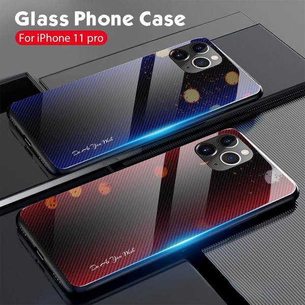 

for iphone 11 pro max x xs max xr 10 ten gradient tempered glass cases for iphone 11 texture glass phone case pc back cover