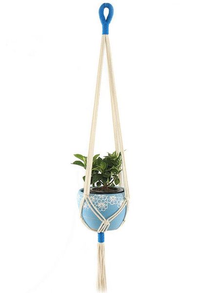 Macrame Plant Hangers Indoor Outdoor Fioriera sospesa Cestino Corda di iuta Vaso di fiori Attrezzi da giardino Novità Decorazioni per la casa bianco viola nero 100 cm