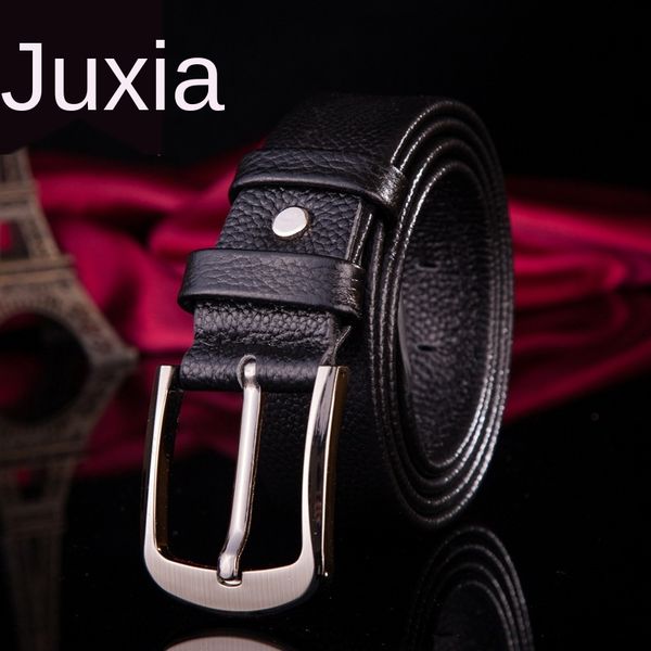 

men's belt pin genuine leather litchi casual head layer pure cowhide pin buckle belt, Black;brown