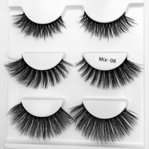 

new mix 3 pairs mink eyelashes natural long makeup false eyelashes 3d mink lashes 1cm-1.5cm eyelash extension faux lashes